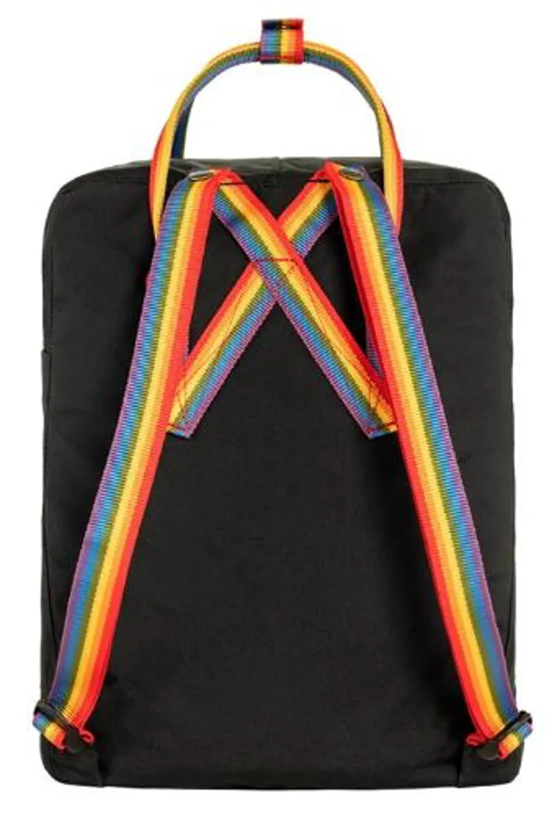 Fjallraven Kånken Rainbow Bag in Black/Rainbow Pattern-1